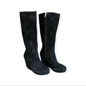 Vince Camuto Kessia Suede Knee High Wedge Boots Size 7